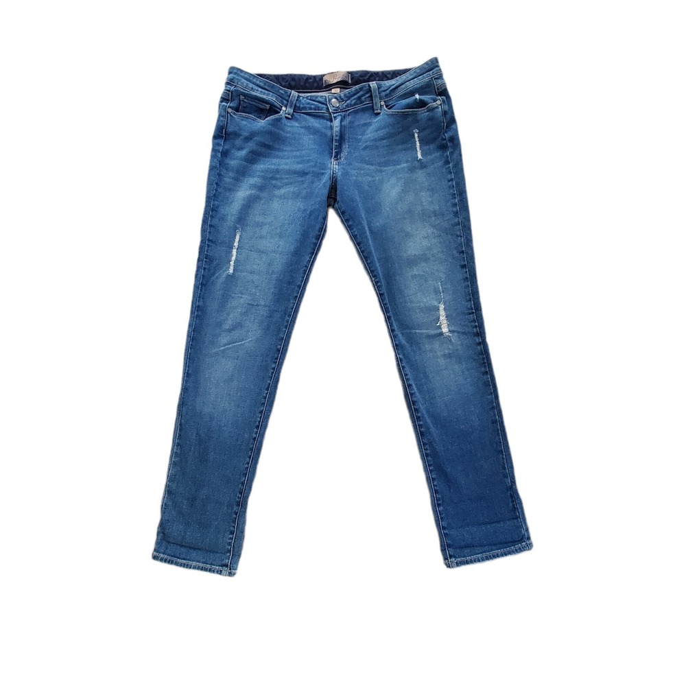Paige Women's Distressed Donovan Stretch Ankle Denim Jeans Size 30 Medium Wash